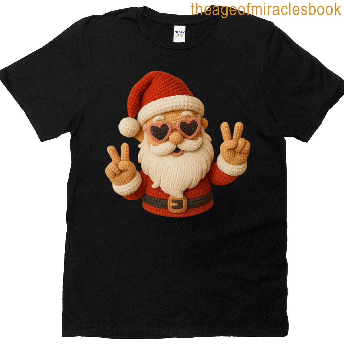 Santa With Heart Glasses T-shirt