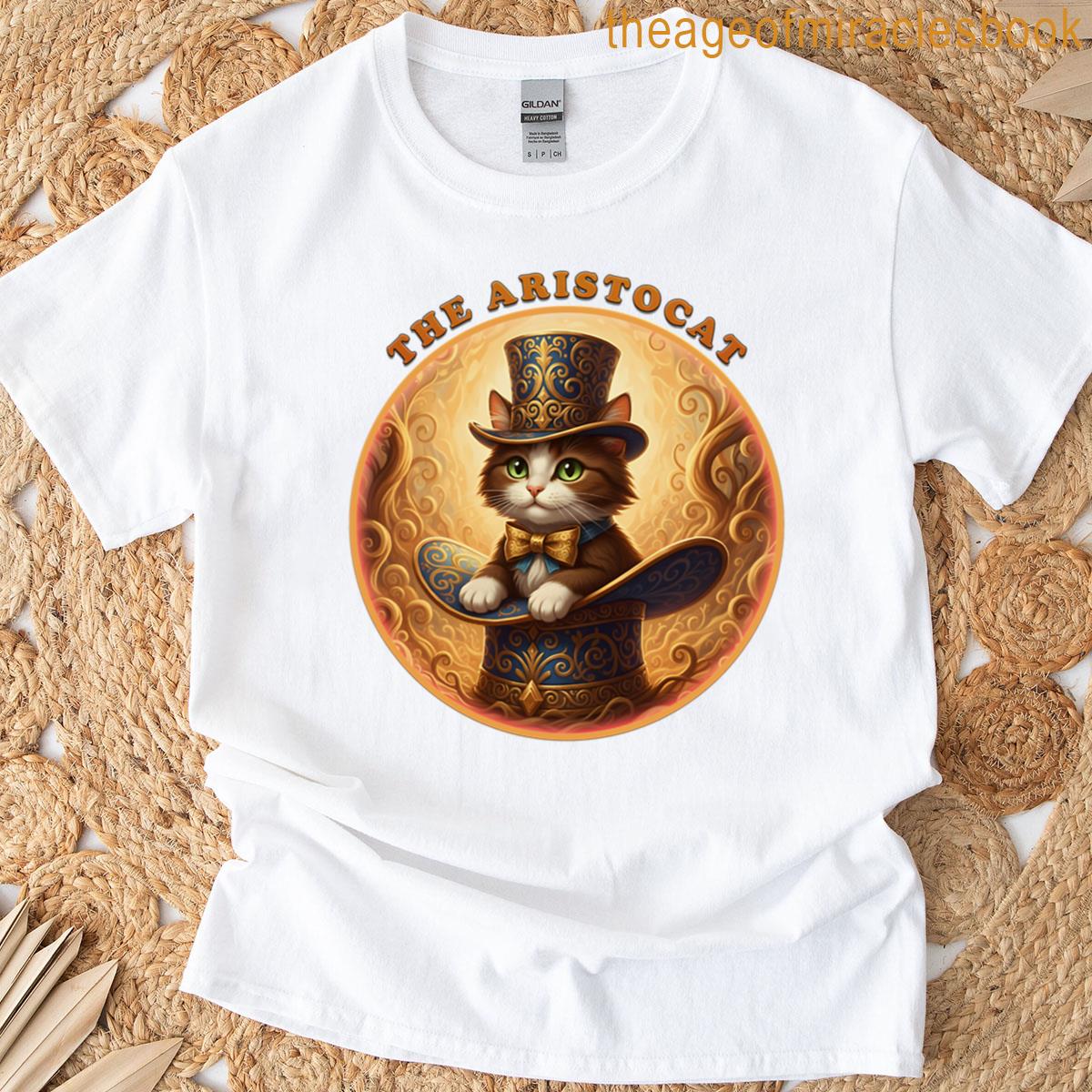 Whimsical Cat Gift With Gold Baroque Patterns T-shirt