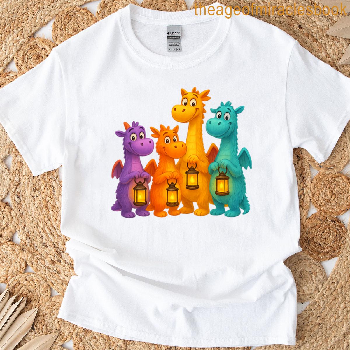 Cute Colorful Dragons With Lanterns T-shirt