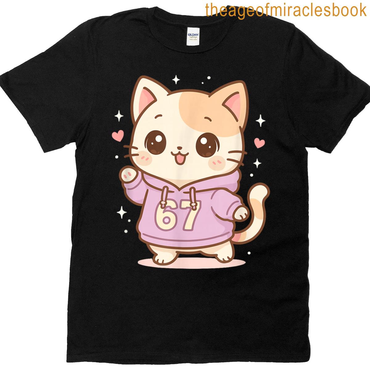 Cute Kawaii Cat 67 Meme T-shirt