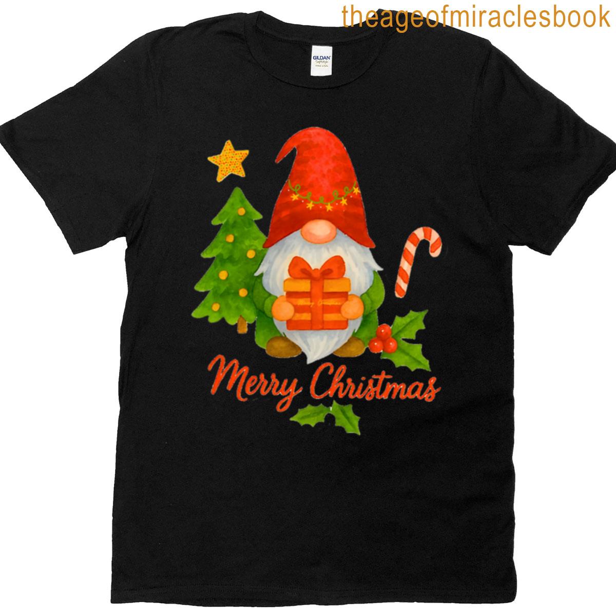 Christmas Gnome With Gift Box T-shirt