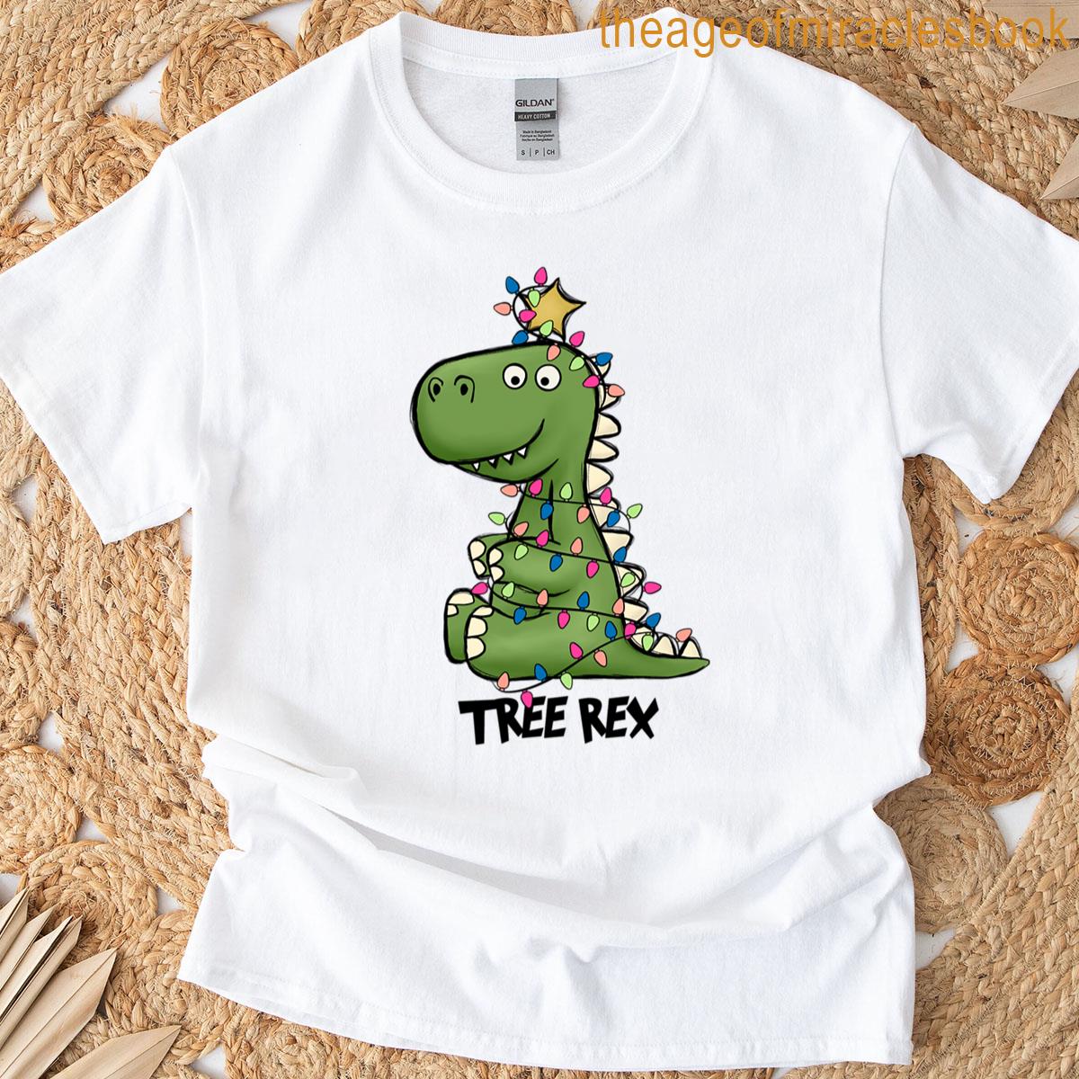 Funny Christmas T Rex Tree Rex Gift T-shirt