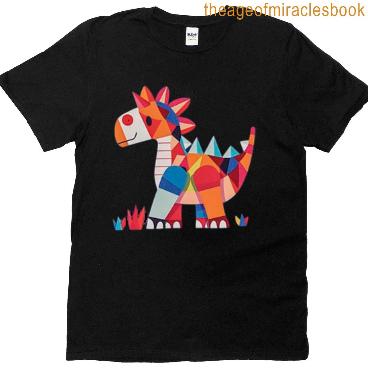 Geometric Dino Sticker T-shirt