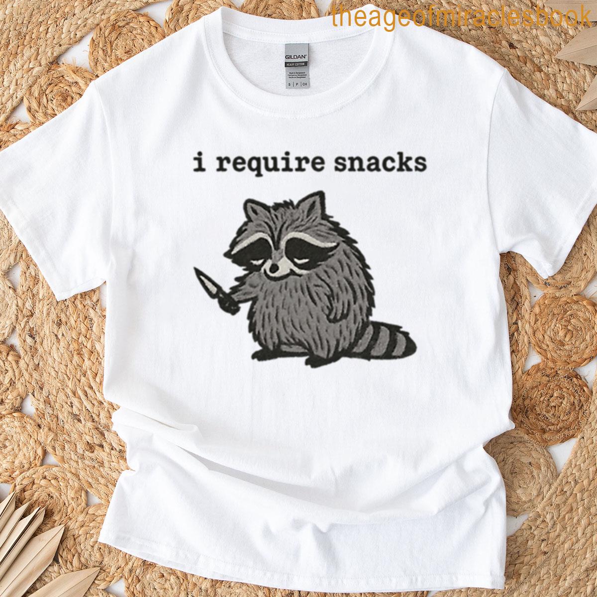 I Require Snacks Funny Raccoon T-shirt