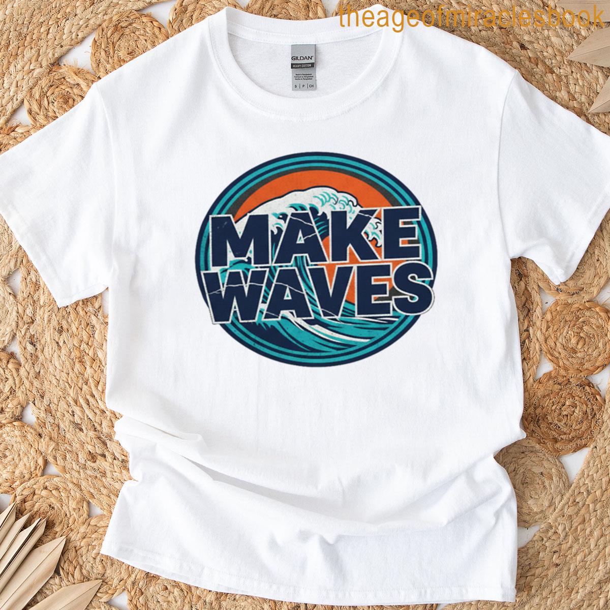 Make Waves Typography Ocean Surf Graphic Tee T-shirt