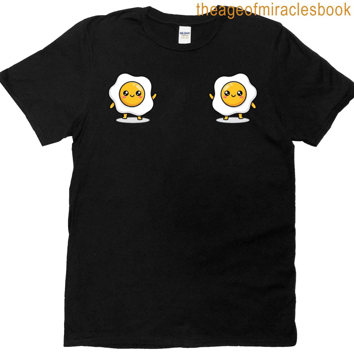 Sunny-side Tiny Twins Cute Cheeky Egg Placement T-shirt