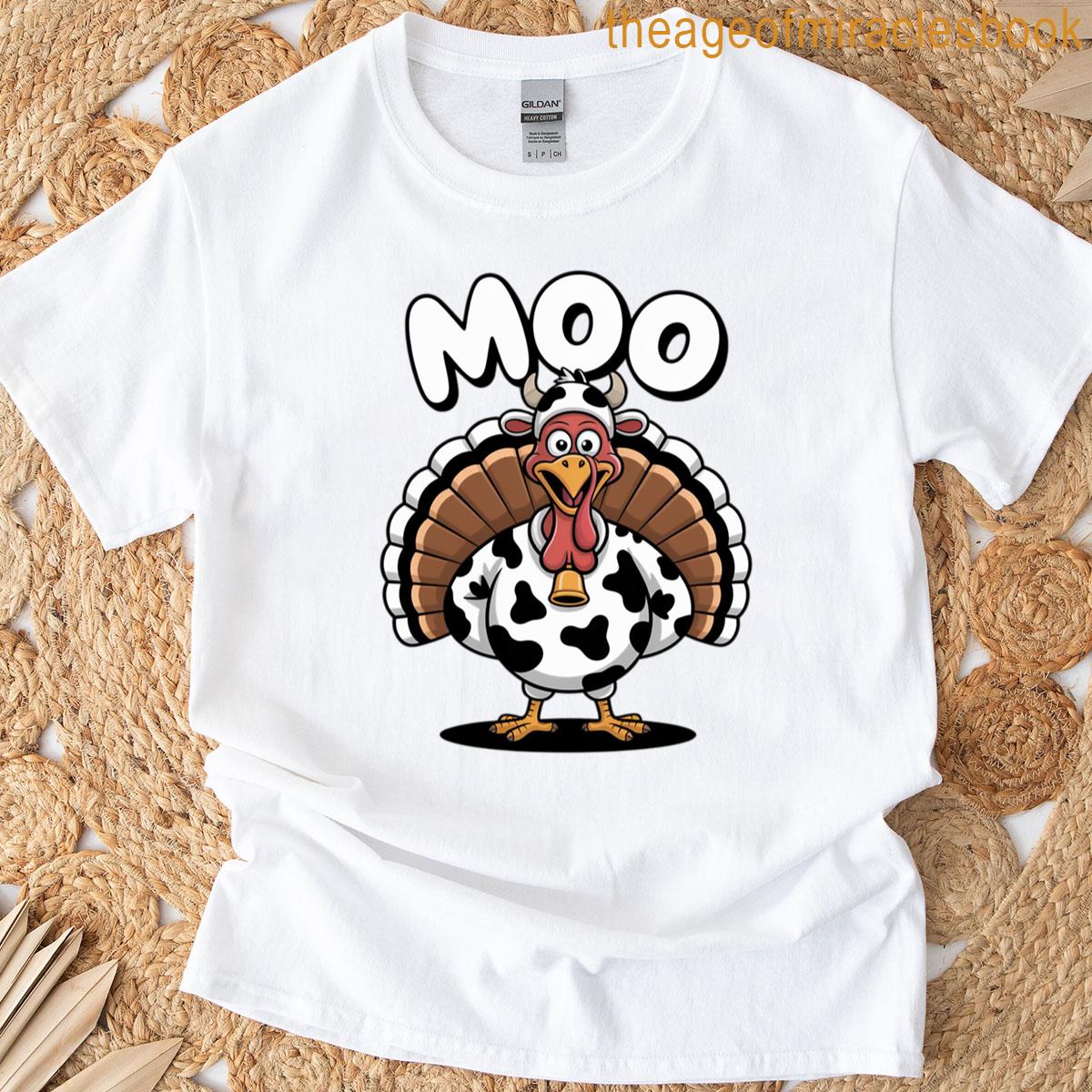Turkey Moo Funny Thanksgiving T-shirt