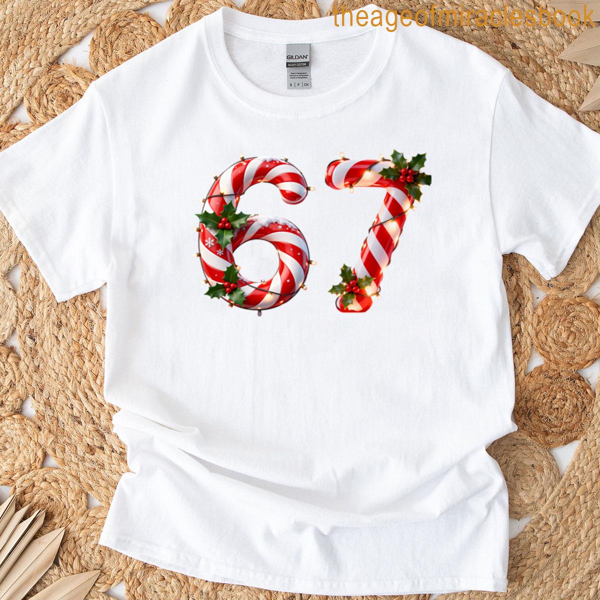 Candy Cane 67 Meme Design Oversized T-shirt