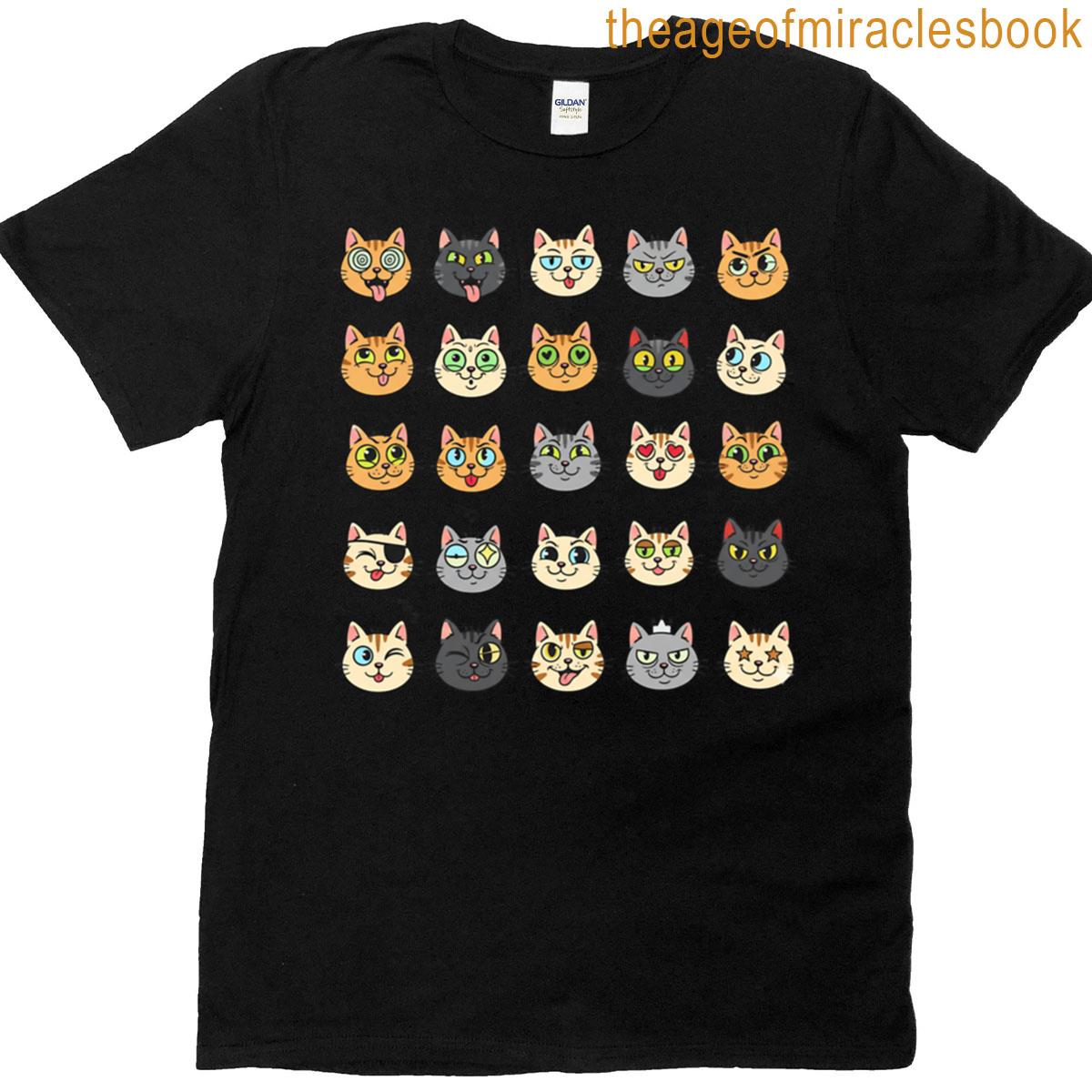 Cat Emoji Faces Pattern Boxy T-shirt