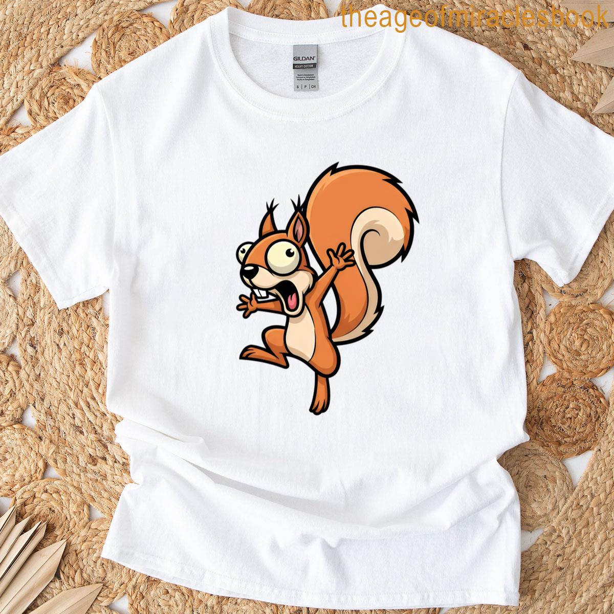 Crazy Cartoon Squirrel Jumping Excited Oversized T-shirt