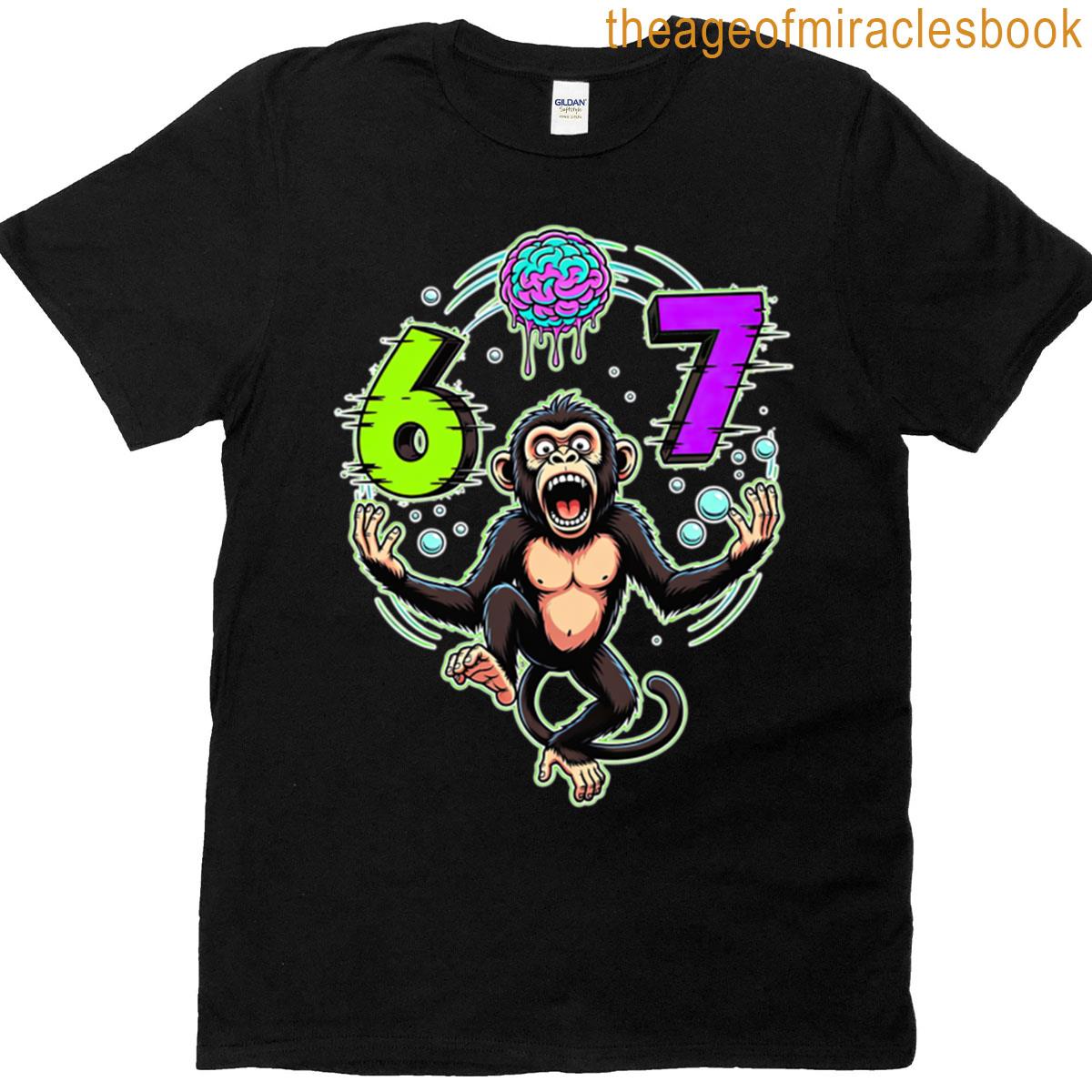 Six Seven Meme Screaming Monkey Brain Meme Art T-shirt