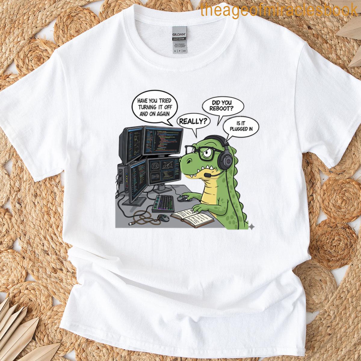 Tech Support Saurus Funny It Dinosaur Help Desk Design T-shirt