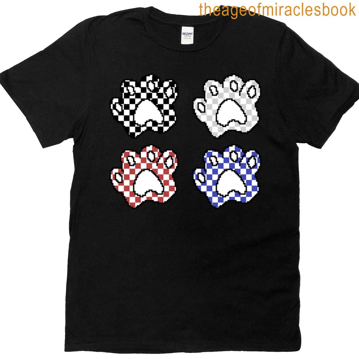 Checkered Cat Paw Sticker Sheet T-shirt