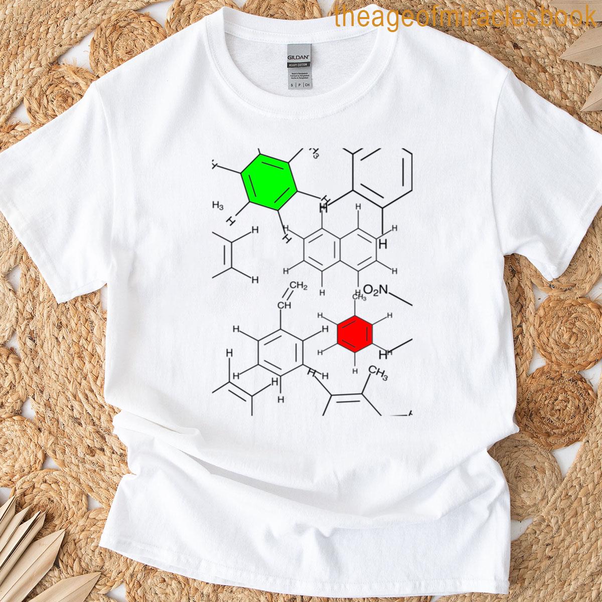 Color-accented Chemical Structure Pattern Illustration T-shirt