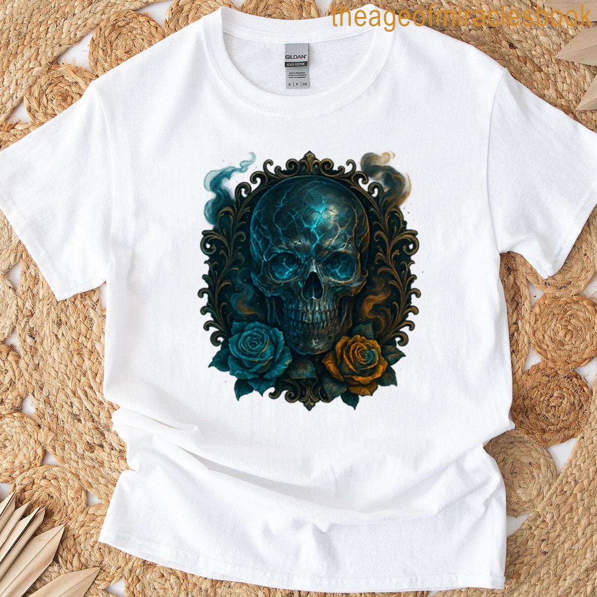 Cracked Skull With Roses T-shirt