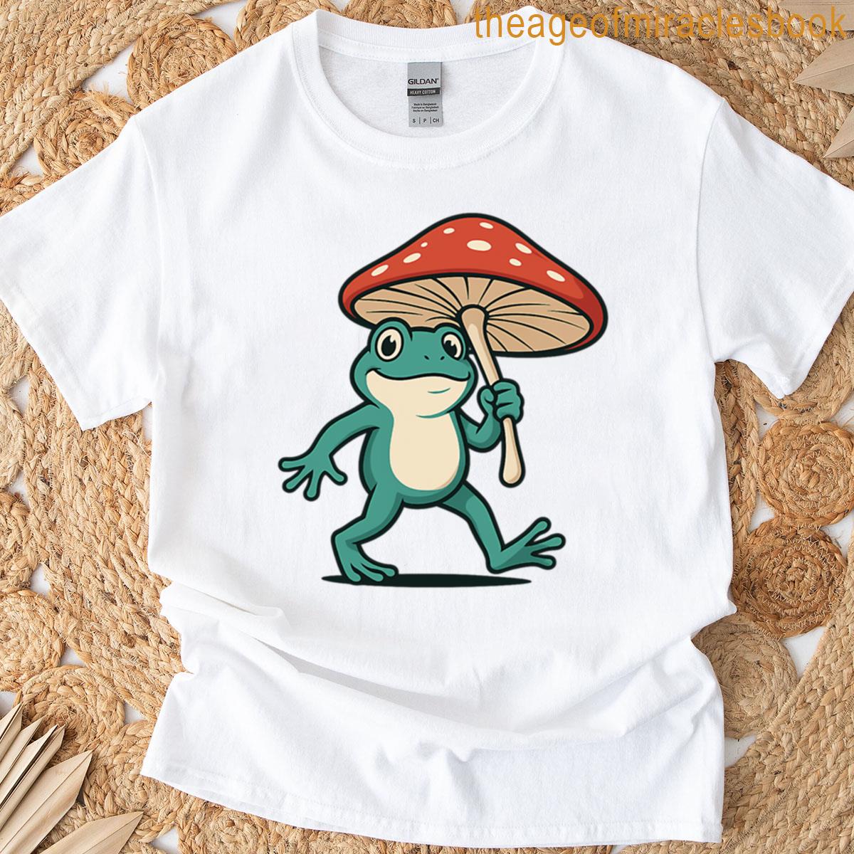 Frog With Mushroom Umbrella T-shirt