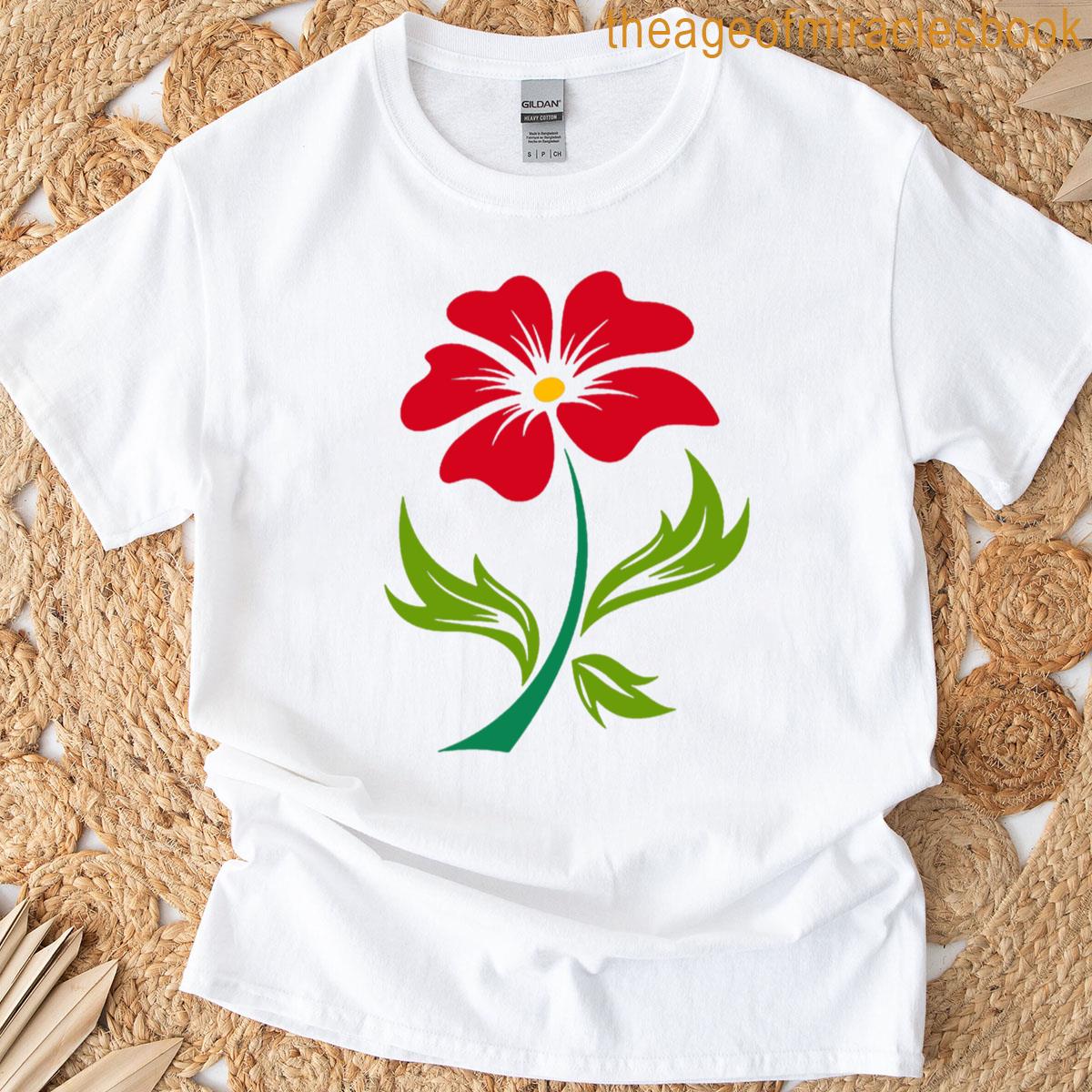 Red Flower Pattern Elegant Floral Design Art T-shirt