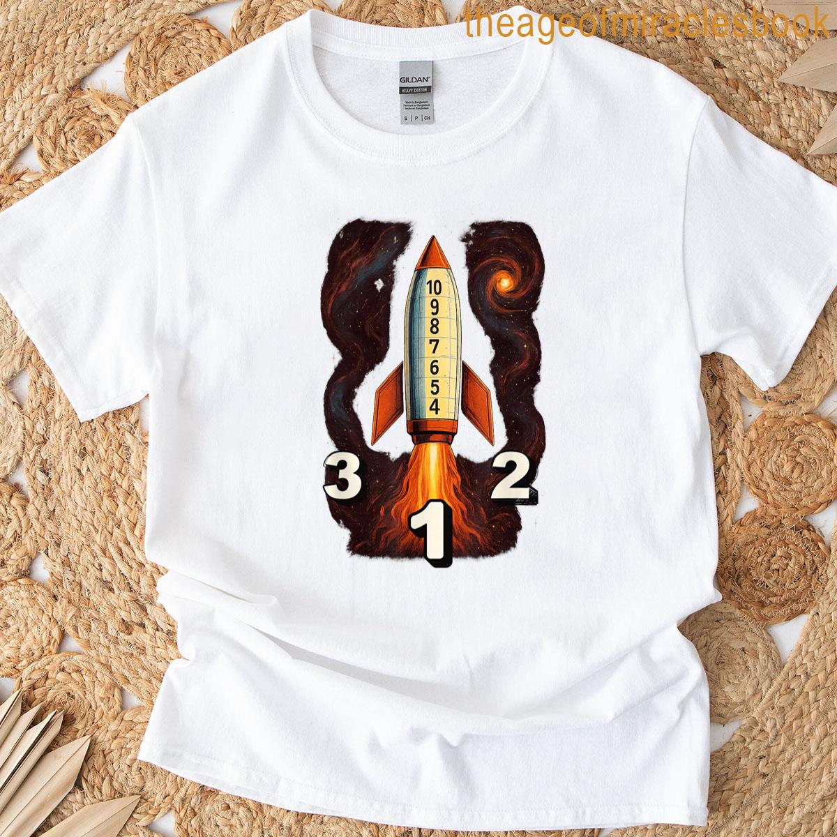 Space Rocket Counting Down Theme Astronaut Spaceman Ship T-shirt