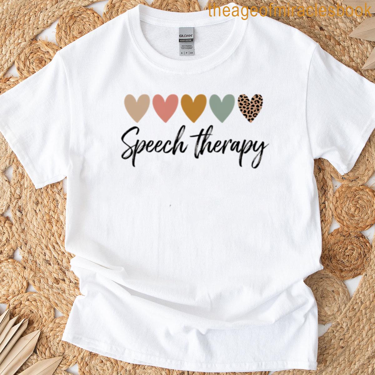 Speech Therapy Slp Leopard Hearts Speech Language Pathology T-shirt