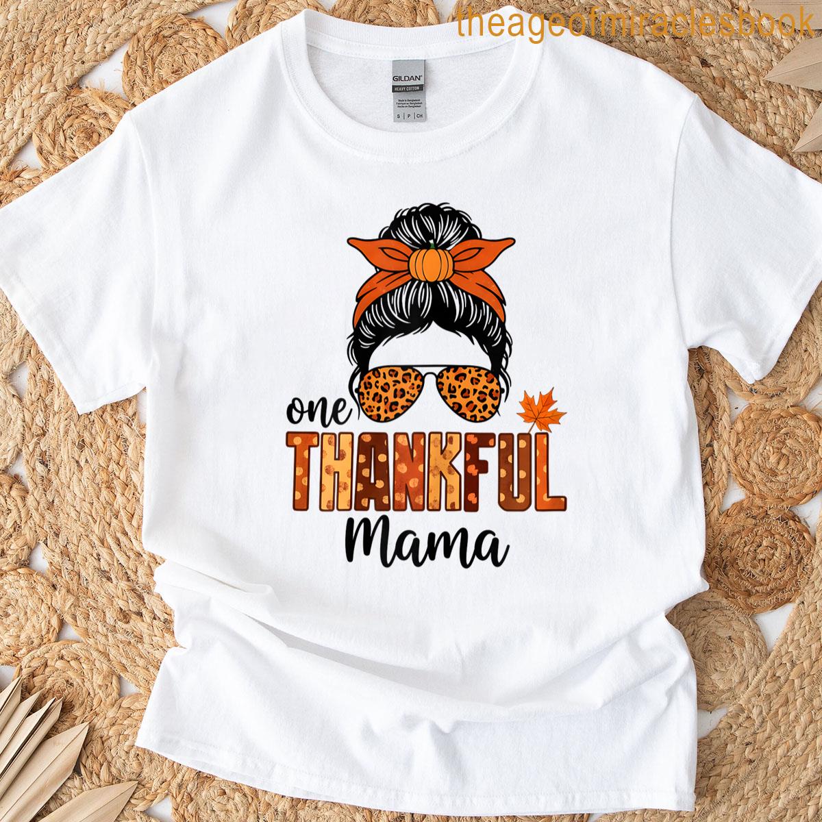Thankful Mama Fall Pumpkin Leopard Print T-shirt
