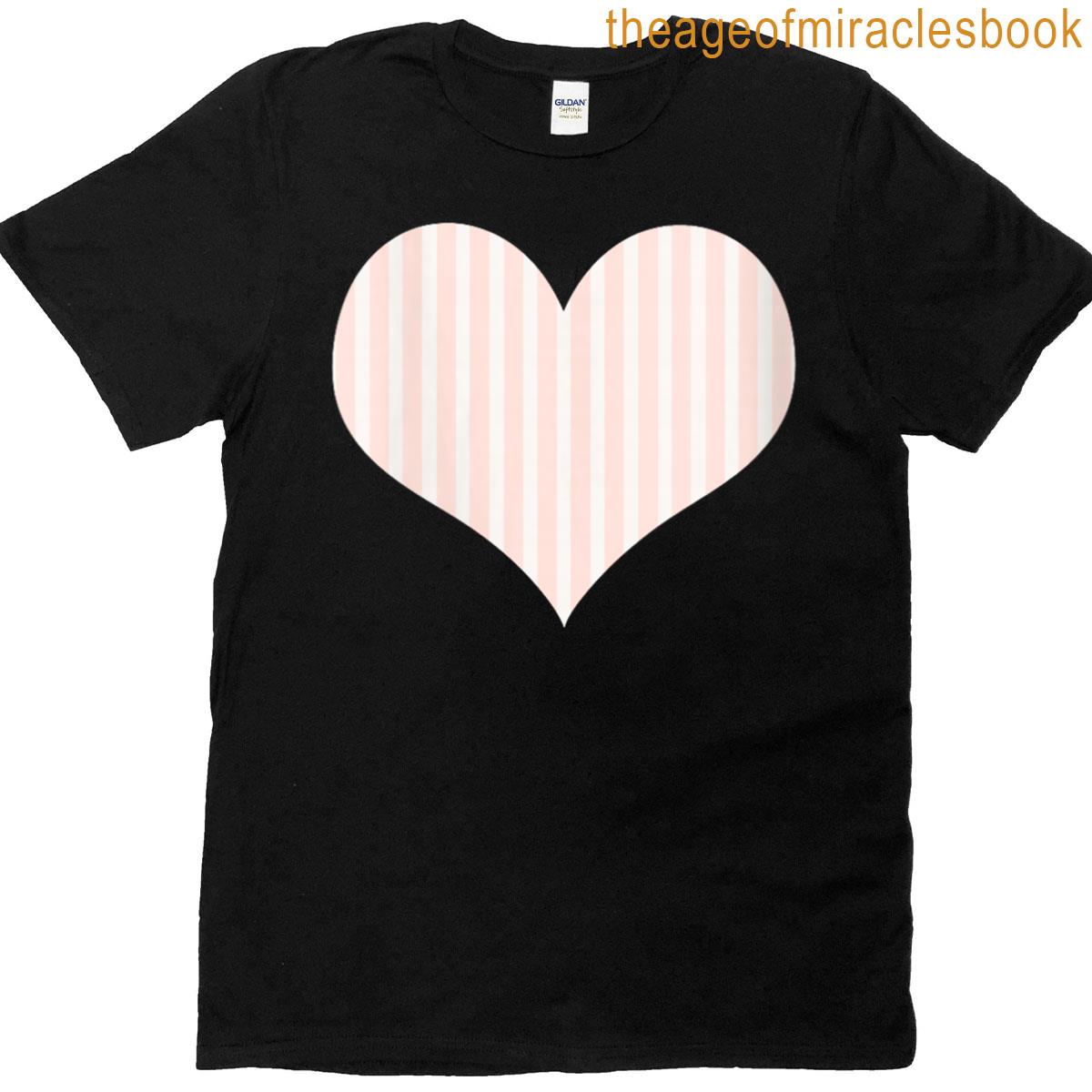 Womens Cute Blush Pink Vertical Stripes Pattern Design T-shirt