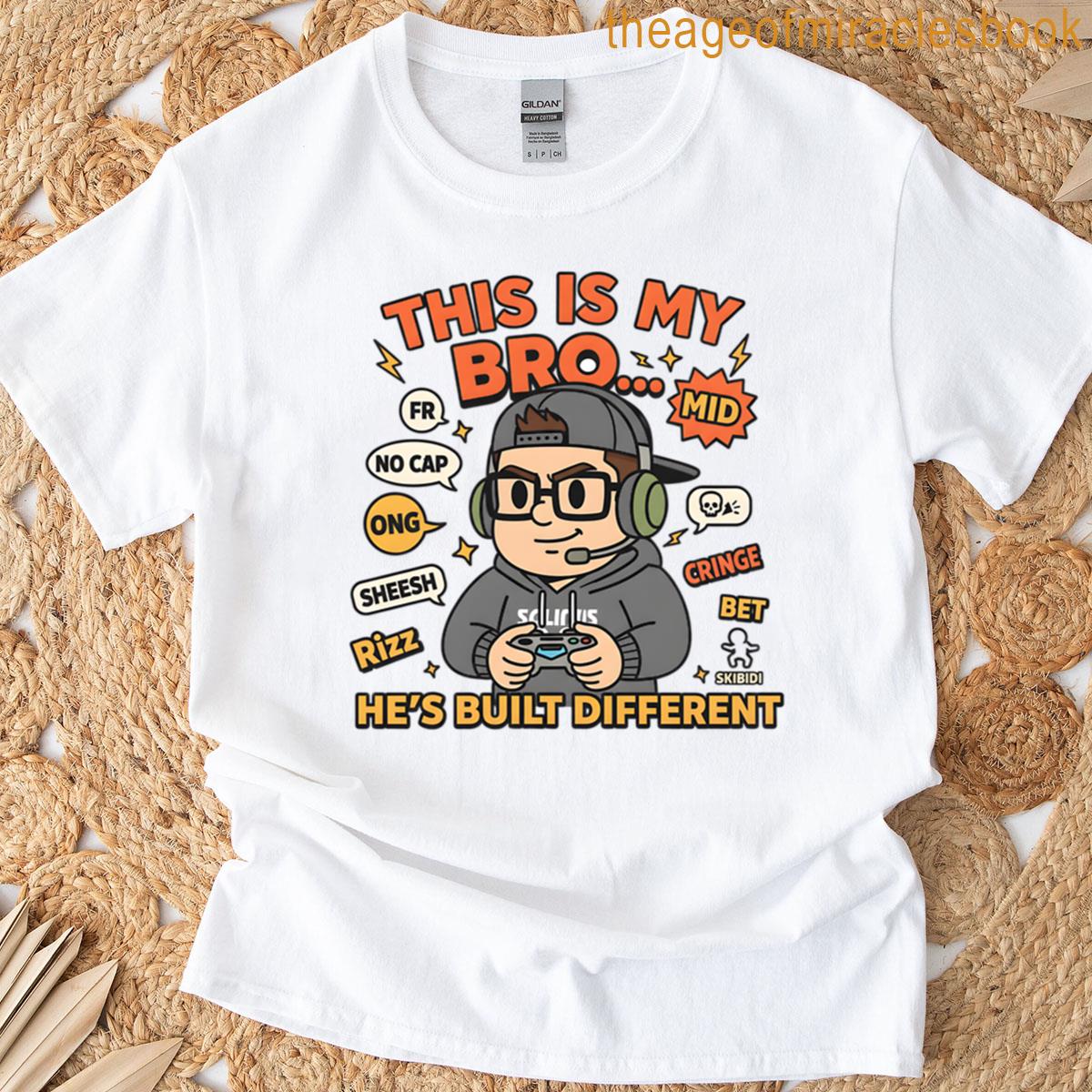 Built Different Gamer Bro Meme Cartoon T-shirt
