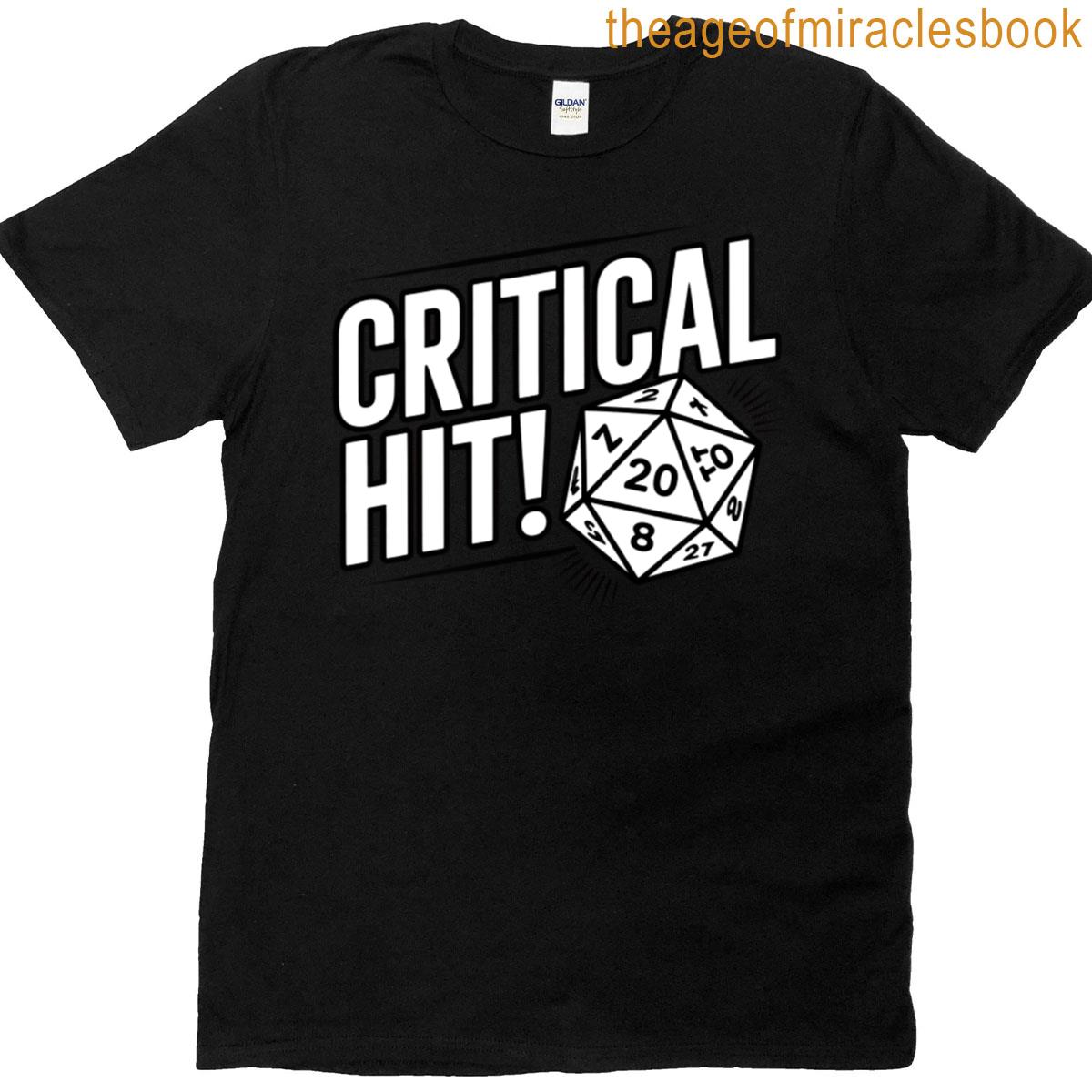 Critical Hit D20 Dice Red Impact Design T-shirt