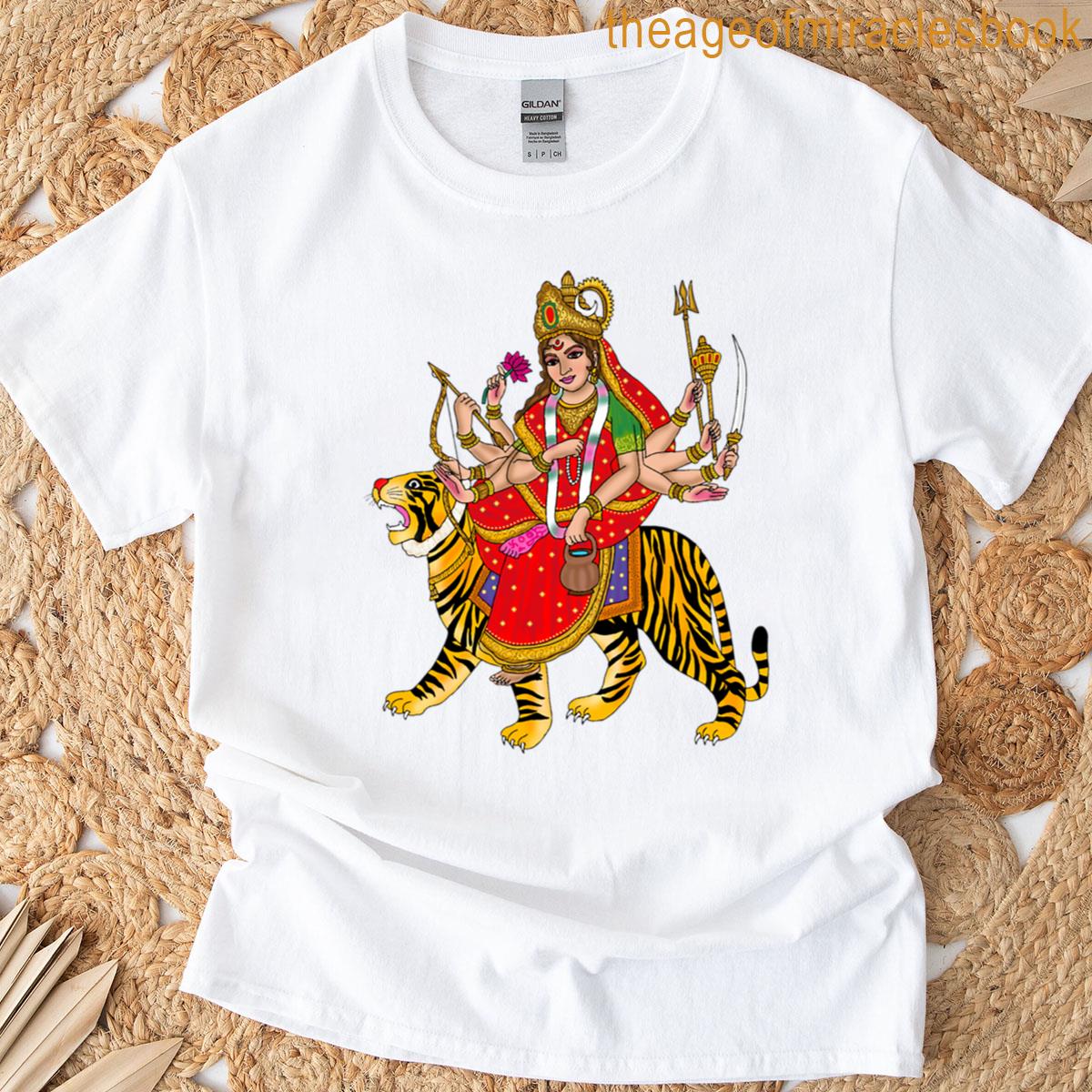Goddess Chandraghanta Divine Warrior Goddess Illustration T-shirt