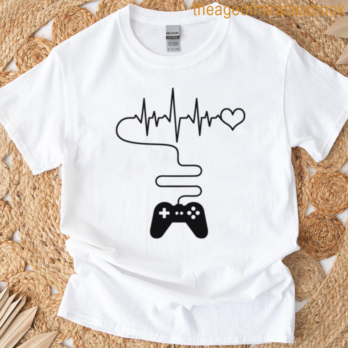 Heartbeat Gamer Gaming Controller Pulse Minimalist Design T-shirt