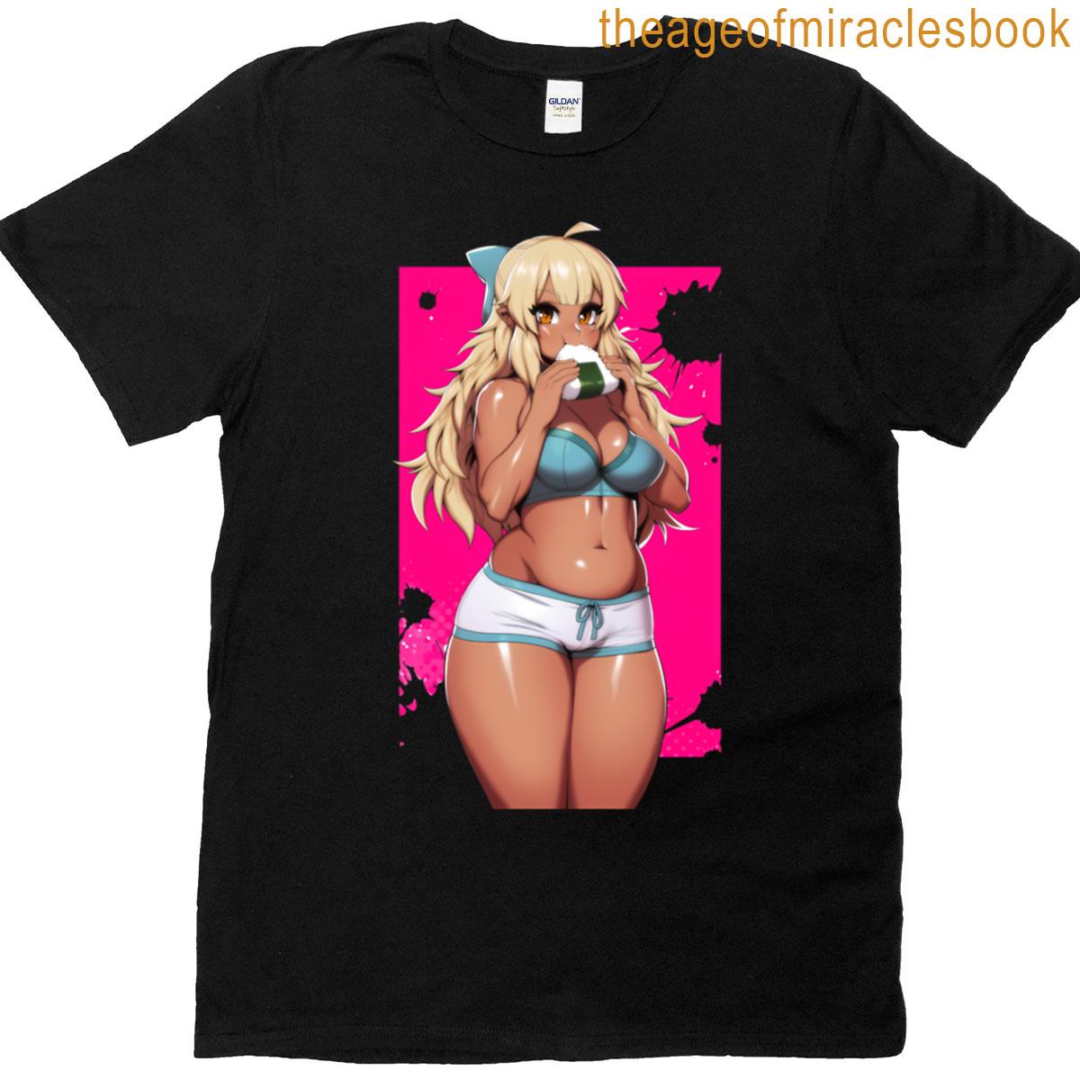 Hungry Waifu Eating Onigiri T-shirt