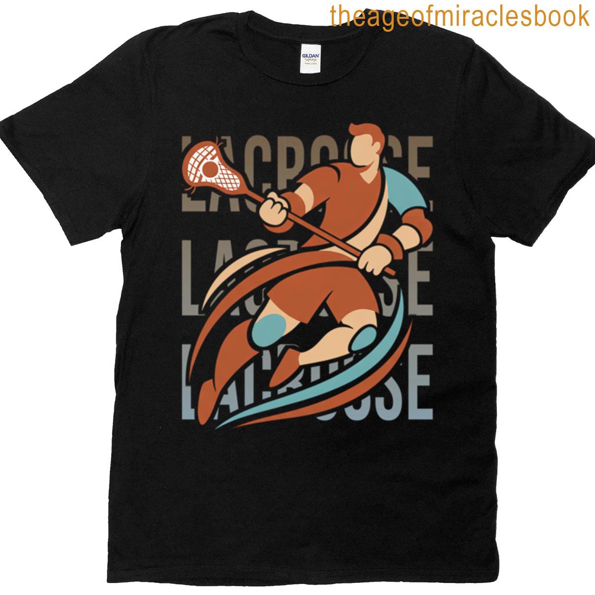 Lacrosse Shot With Repeating Typography T-shirt