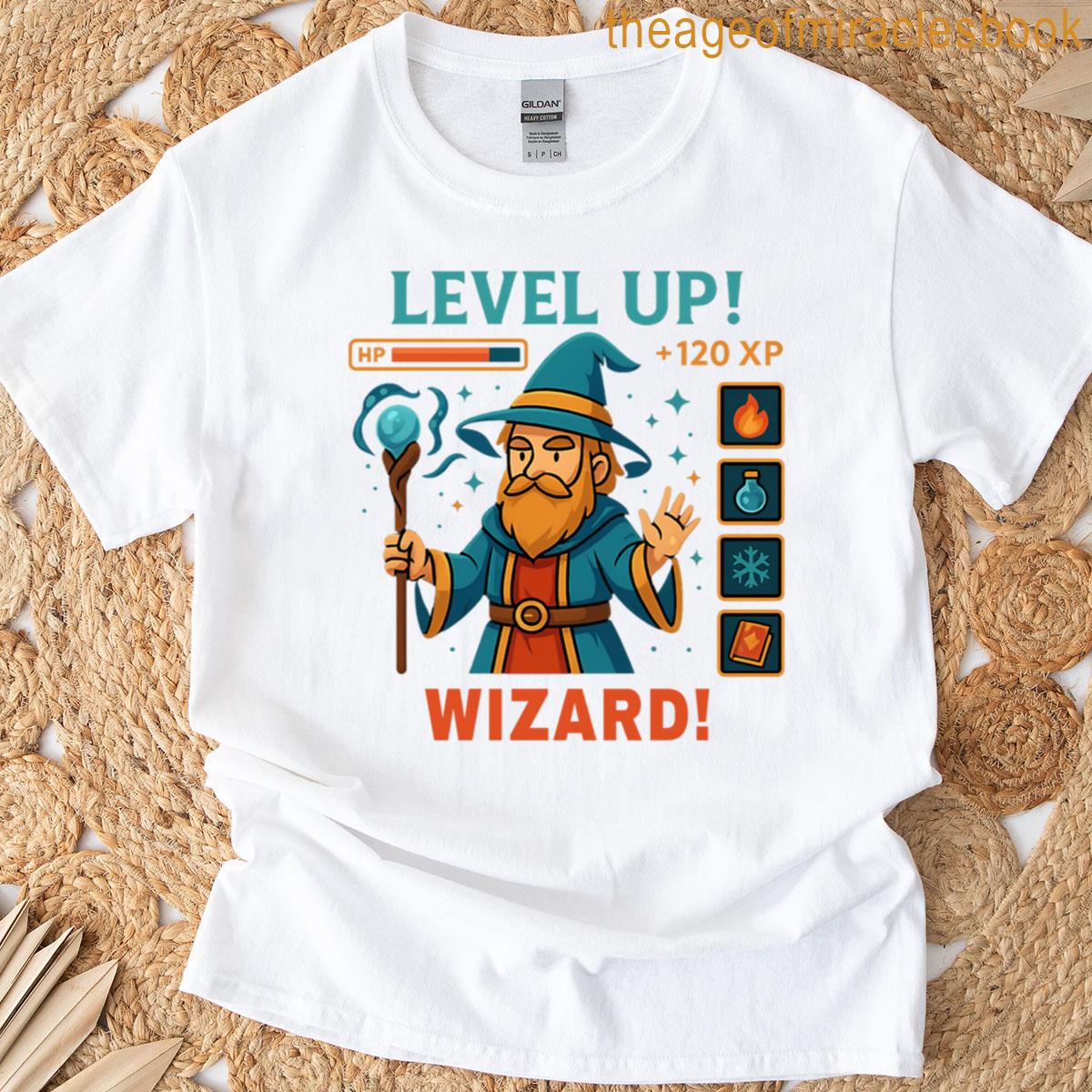 Level Up Wizard Cute Rpg Mage T-shirt