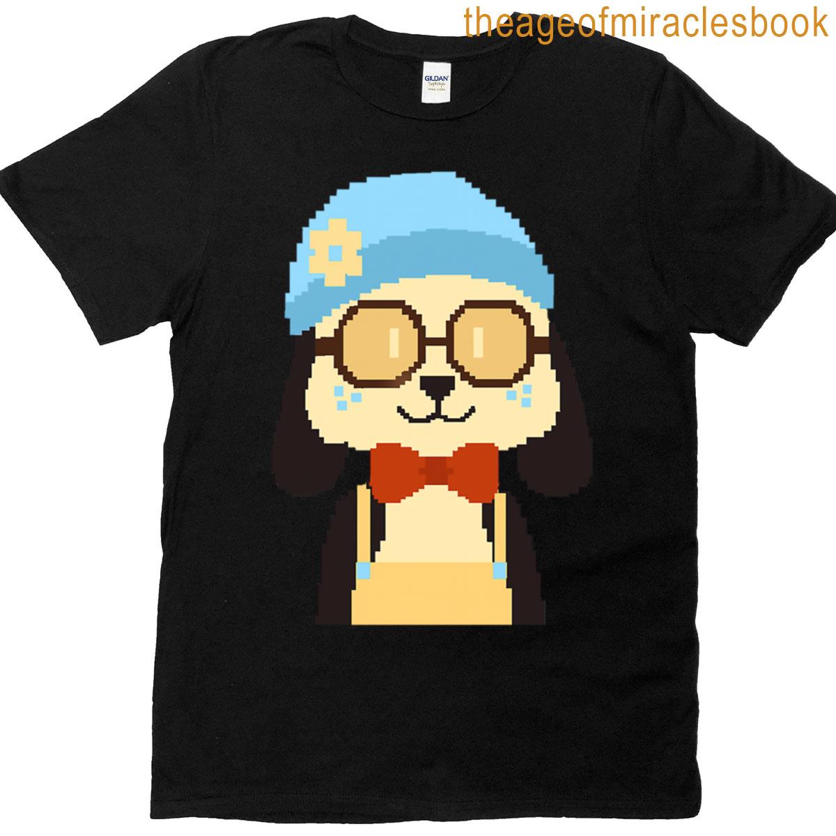 Pixel Pup With Flower Beanie T-shirt