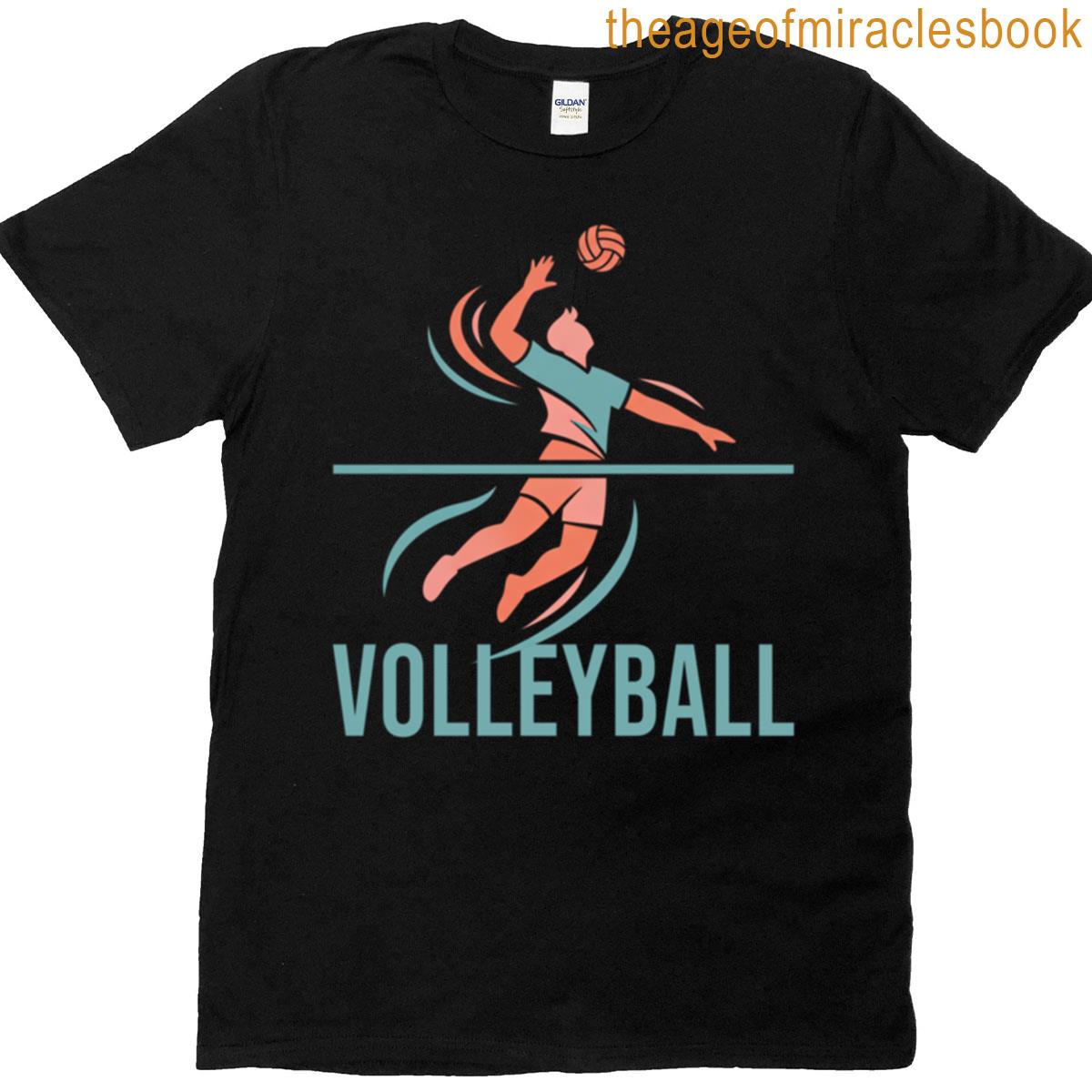 Volleyball Action With Teal Base Text T-shirt