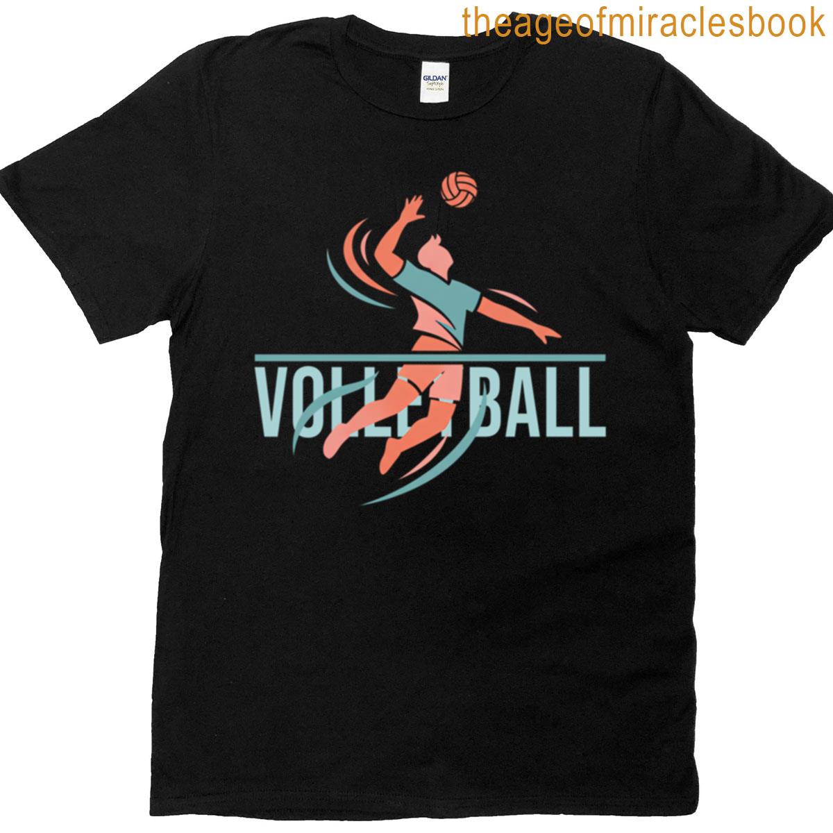 Volleyball Spike With Teal Typography T-shirt