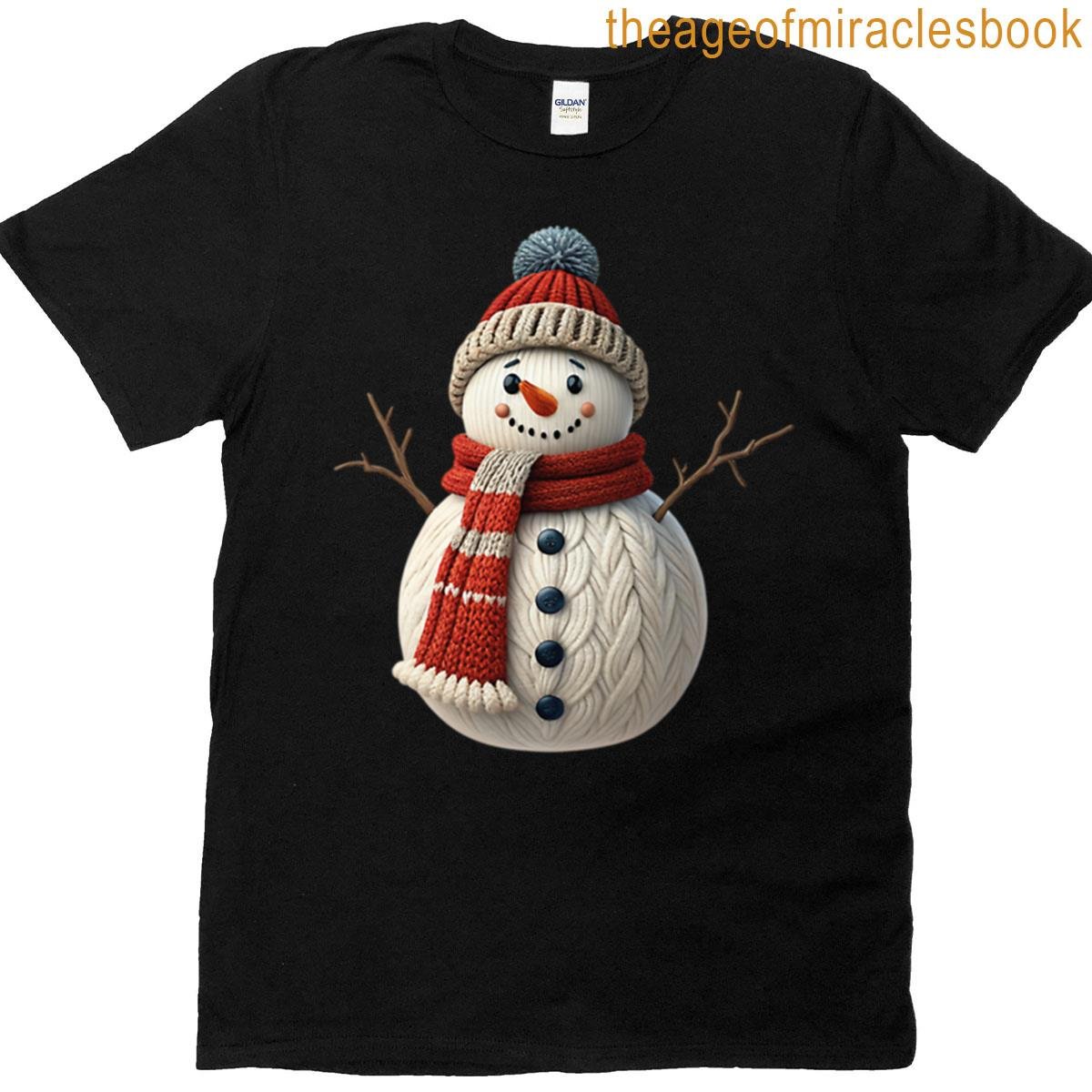 Cable Knit Snowman Cozy Winter Design T-shirt