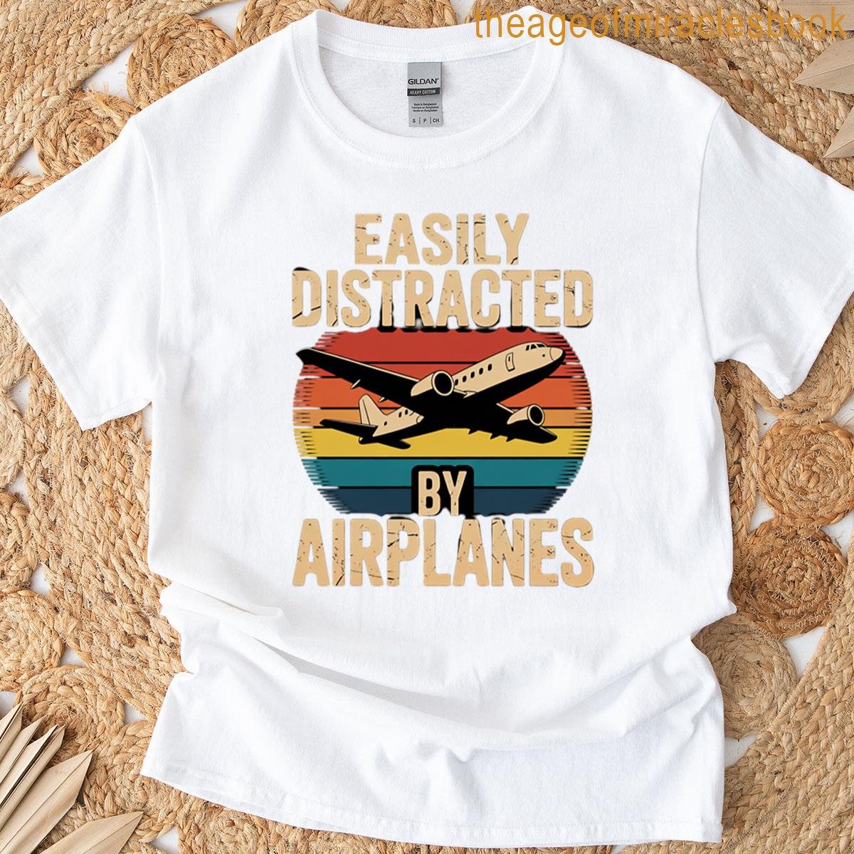 Easily Distracted By Airplanes Pilot T-shirt