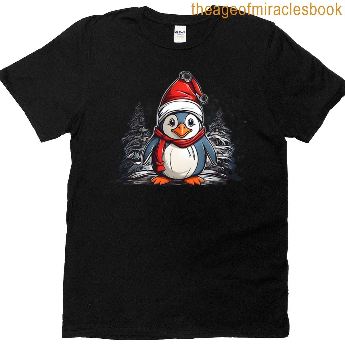 Penguin Dressed As Santa Claus T-shirt