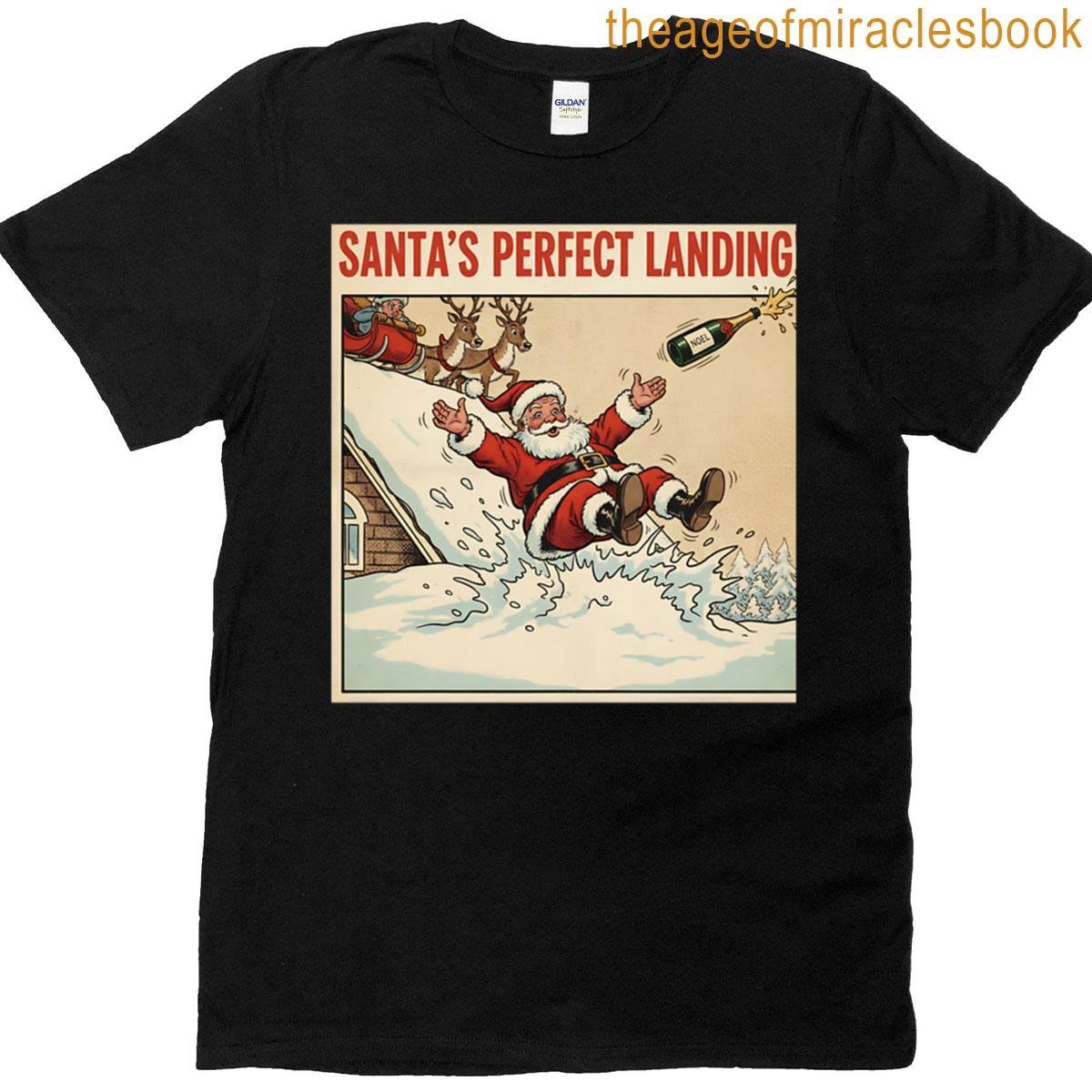 Santa’s Perfect Landing Newspaper Comic T-shirt
