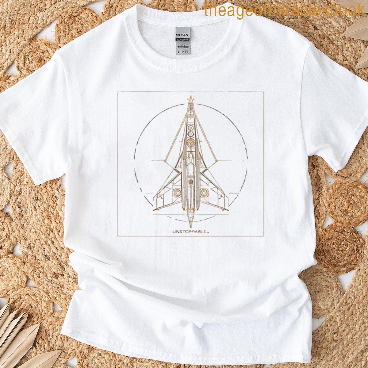 Unstoppable Flight Minimalist Sci-fi Blueprint Design T-shirt