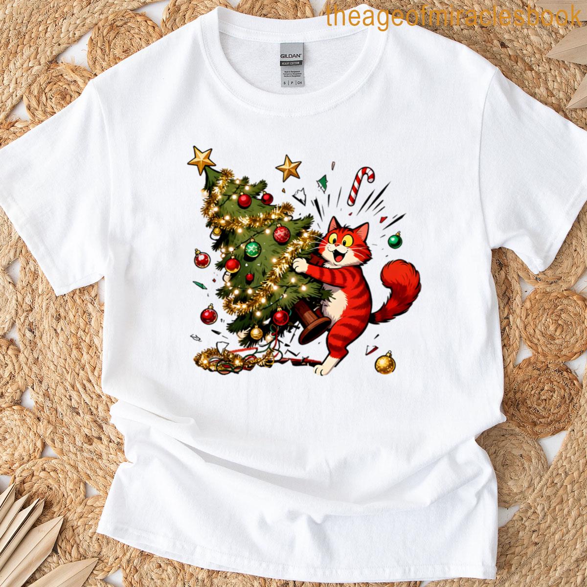 Christmas Cat Naughty Cat T-shirt