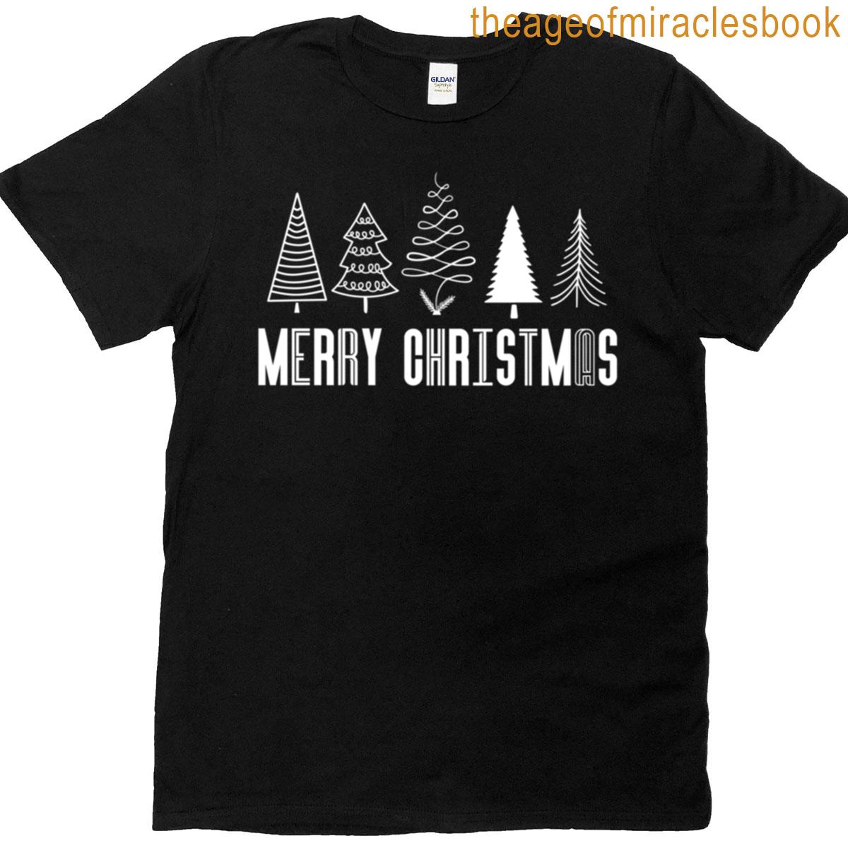 Merry Christmas Tree Line Art T-shirt
