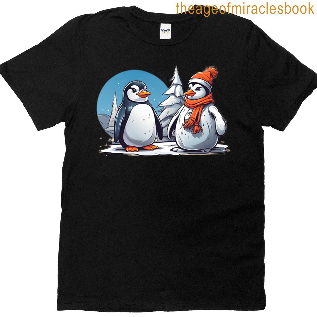Penguin Next To Snowman T-shirt