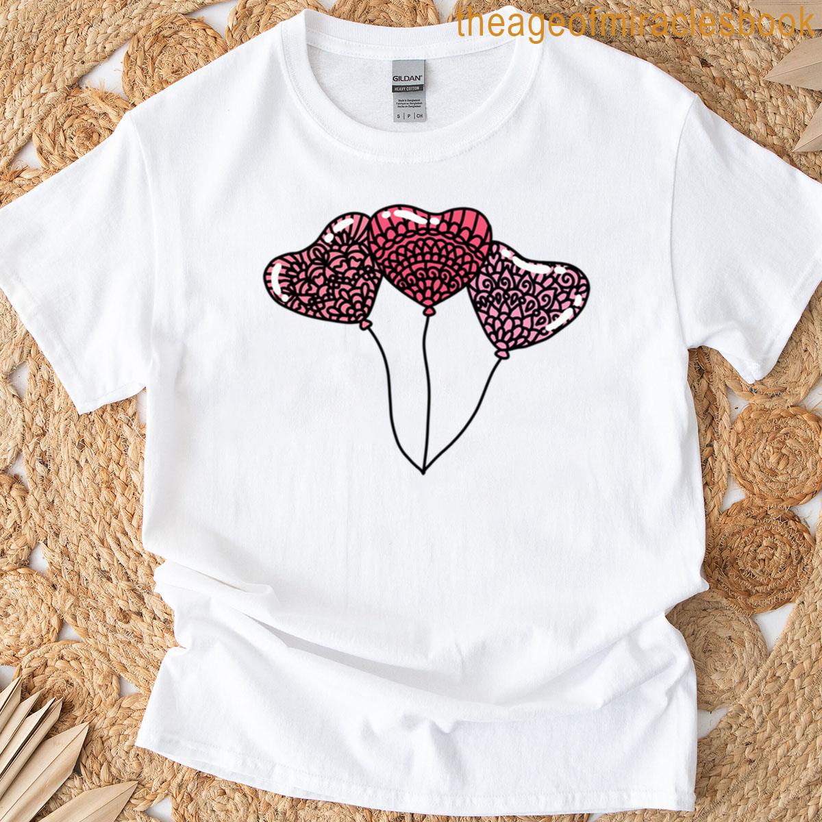 Red Heart Balloons Sticker T-shirt