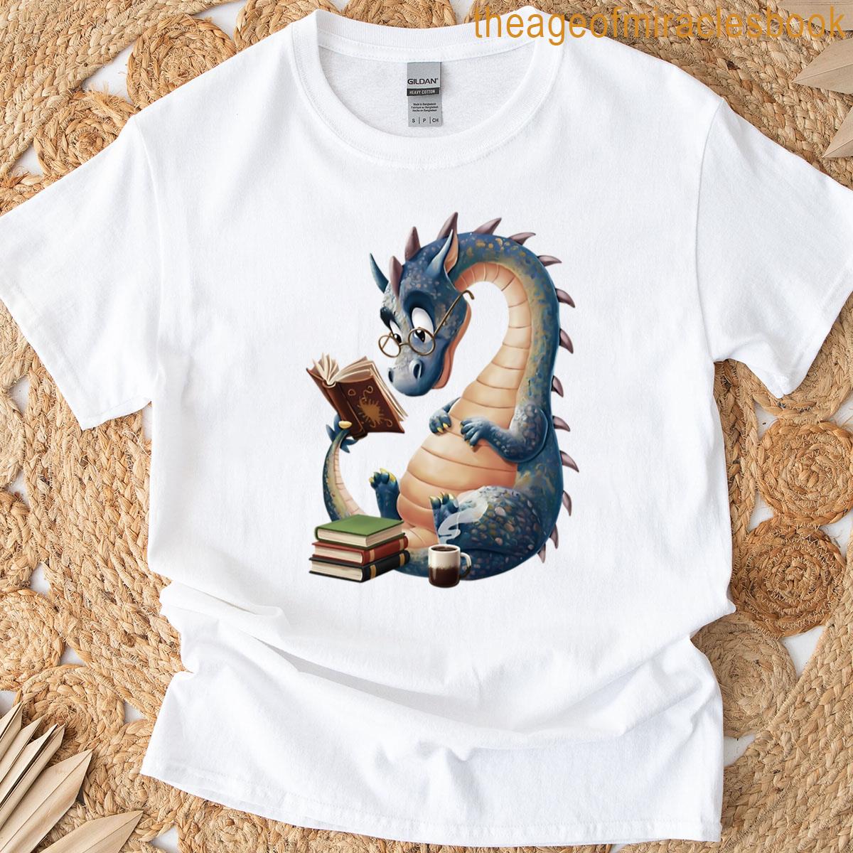 Cute Bookish Dragon Reading T-shirt