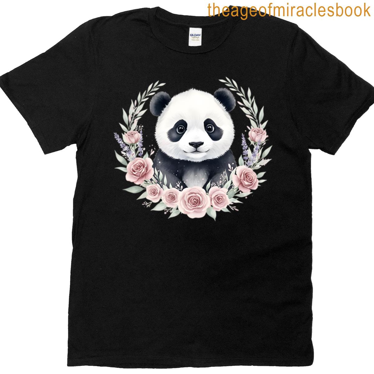 Flowers And Greenery Panda T-shirt