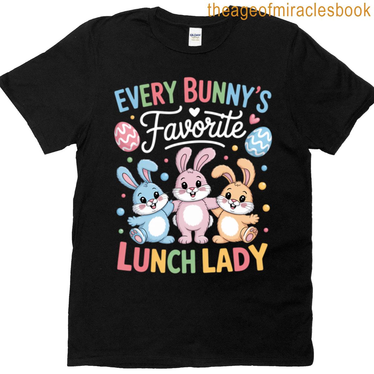 Funny Lunch Lady Easter Happy Easter Day Cafeteria Bunny T-shirt