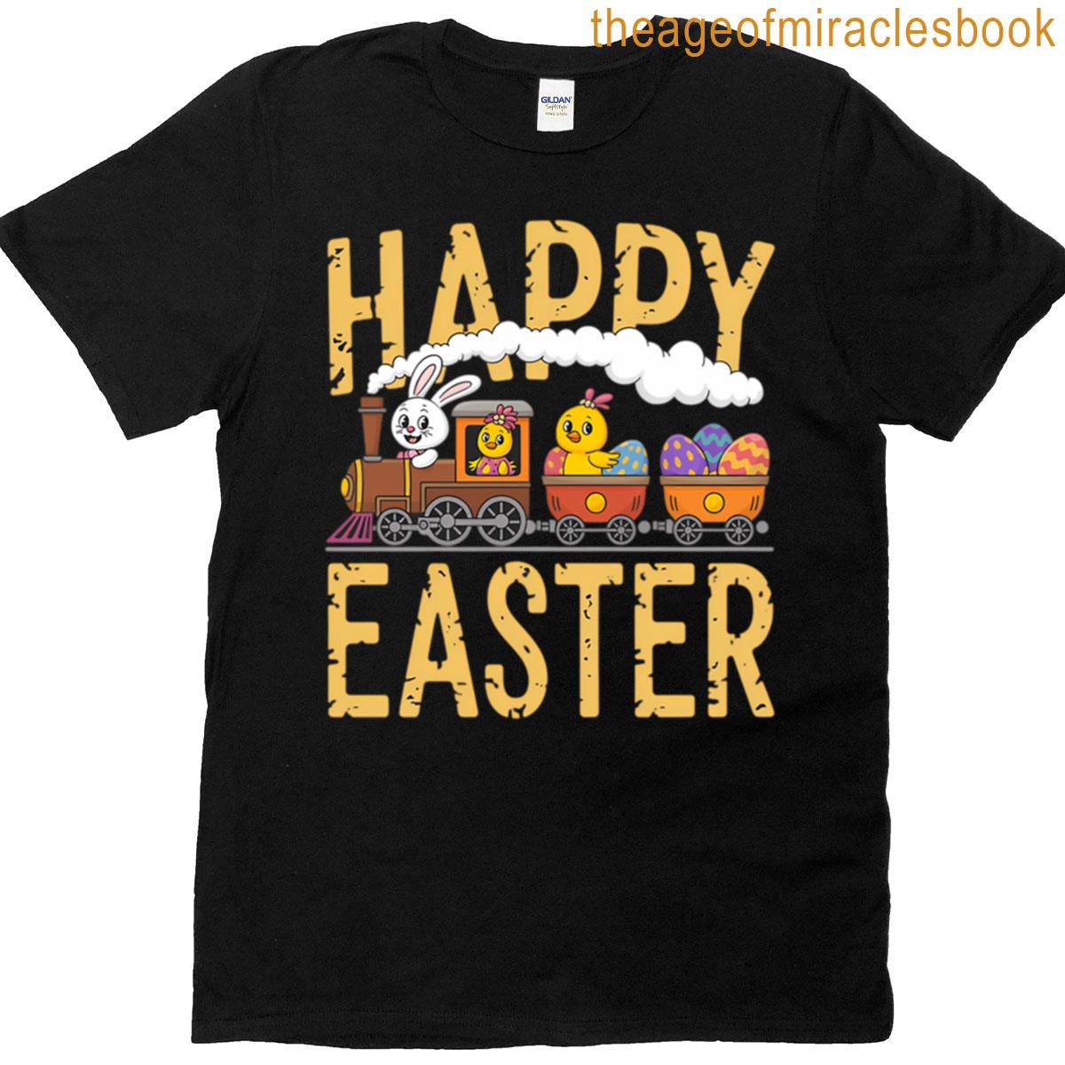 Happy Easter Train Bunny Chick Eggs Cute T-shirt