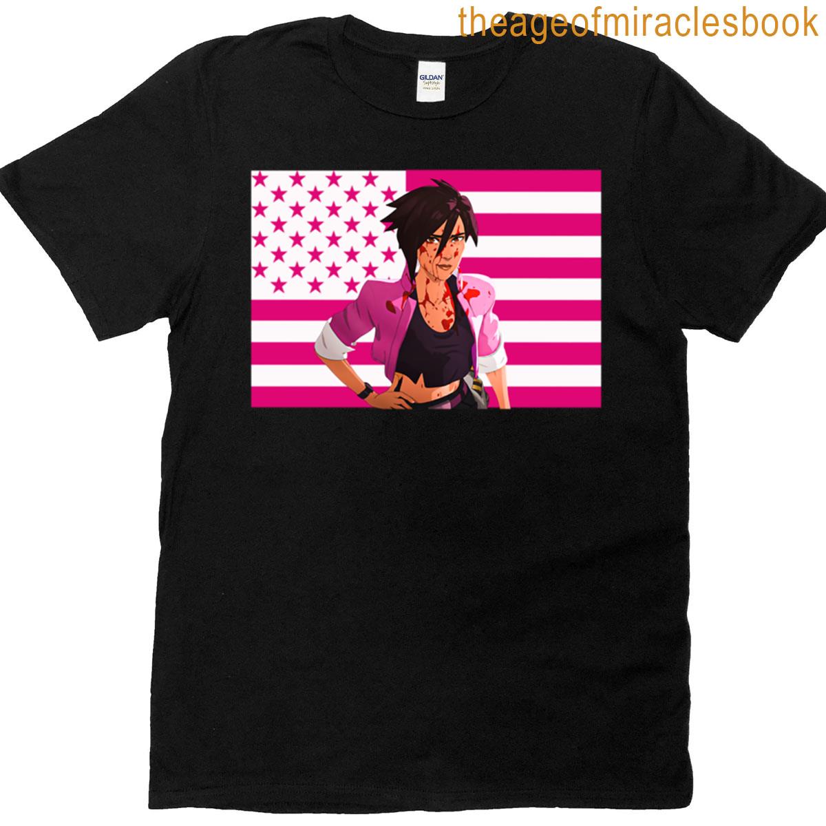 Invisigal Dispatch Game Pink Flag T-shirt