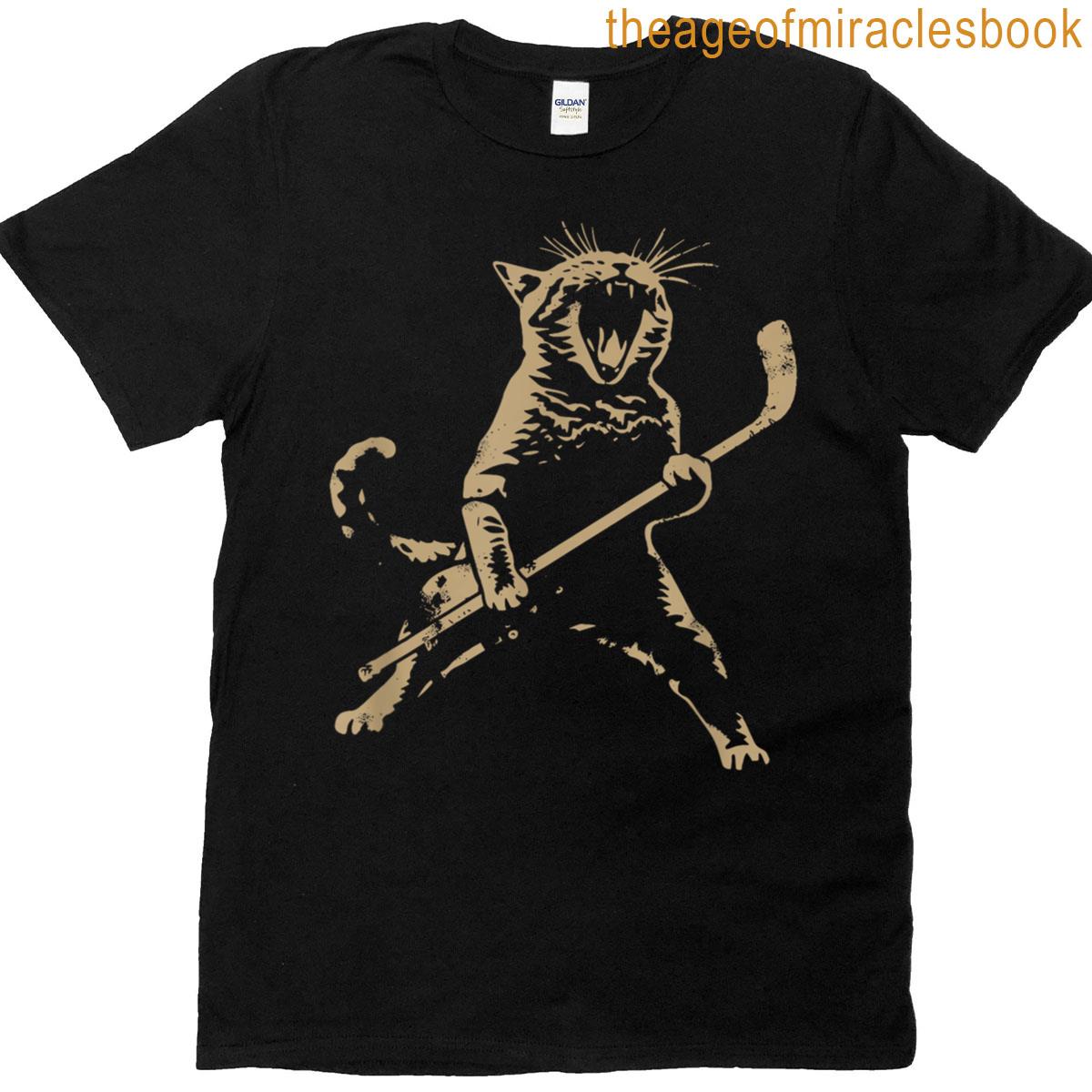 Cat Playing Ice Hockey T-shirt